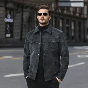 blouson cardigan effet cuir noir