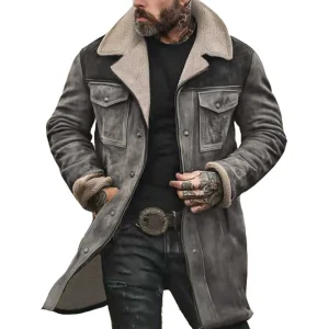 blouson long effet daim