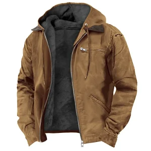 blouson à capuche camel homme