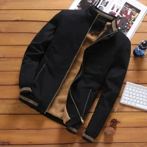Blouson avec effet fourrure noir