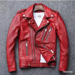 Veste effet Cuir rouge