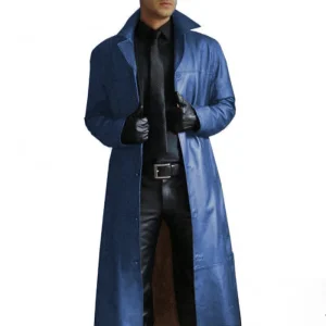 Blouson effet cuir bleu