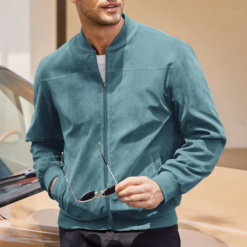 vêtement homme bleu effet cuir