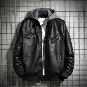 blouson noir effet cuir