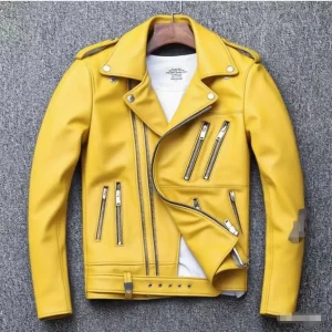 Veste effet Cuir jaune Homme