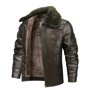 blouson marron effet cuir