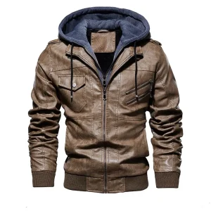 blouson effet cuir kaki