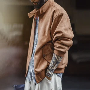 veste effet daim marron