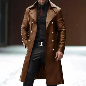 veste marron imitation cuir