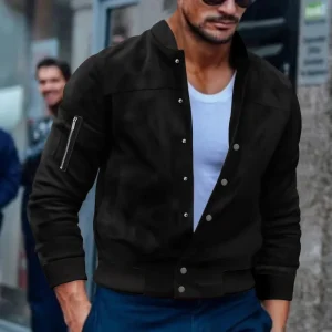 Blouson mi-saison effet daim noir