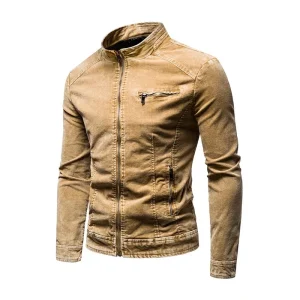 blouson effet cuir kaki
