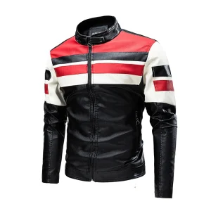 Blouson effet Cuir noir et rouge