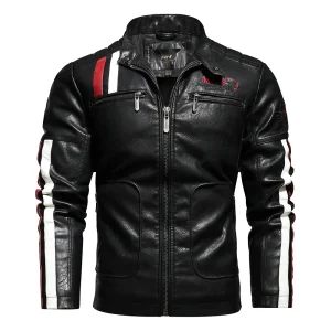 Blouson Moto noir rayures rouges