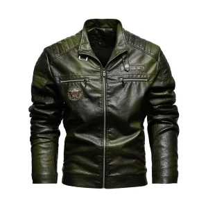 Blouson Skai vert Homme type aviateur