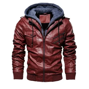 blouson effet cuir bordeaux