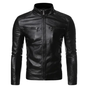 Veste Skai noire pour homme