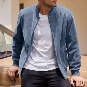 Veste Casual effet daim bleu clair
