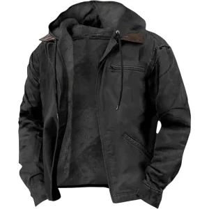 blouson à capuche noir homme