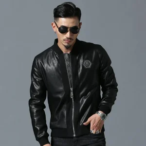 veste cuir motif squelette