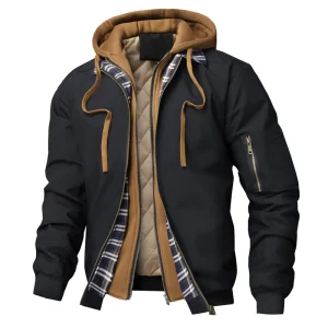 Blouson à capuche noir Homme
