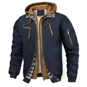 blouson à capuche bleu marine