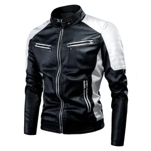 Blouson effet Cuir noir et blanc