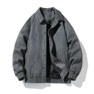 Blouson gris effet daim