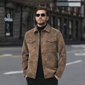 blouson cardigan marron homme