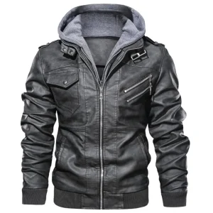 Blouson effet cuir capuche
