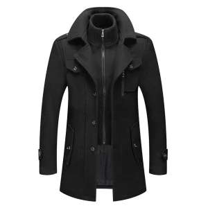 Blouson Long noir type Trench Homme