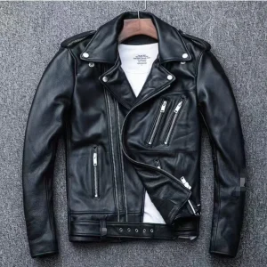 veste effet cuir noir homme