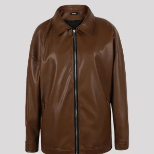 veste marron effet cuir homme